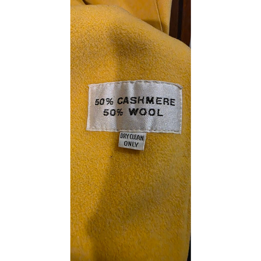 Women's NANCY HELLER Yellow Cashmere Wool Cape Coat with Wooden Toggles XL - Picture 3 of 14